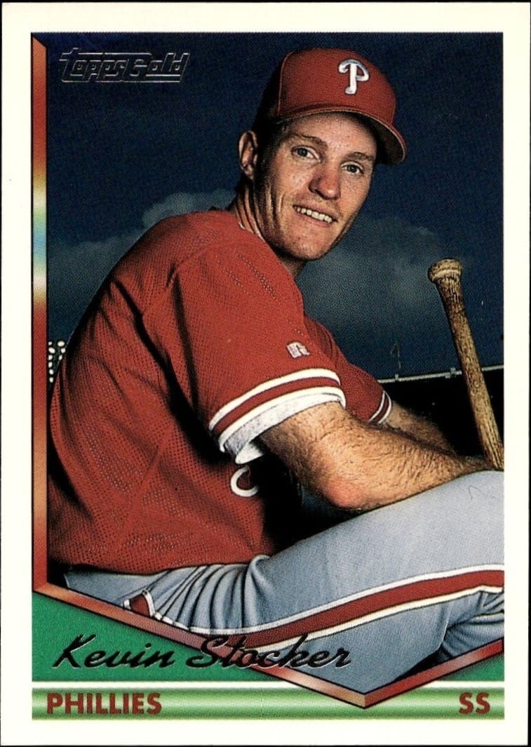 Kevin Stocker 1994 Topps Gold #57 Baseball Trading Card - Front 1994 Topps Gold Kevin Stocker #57 baseball trading card front