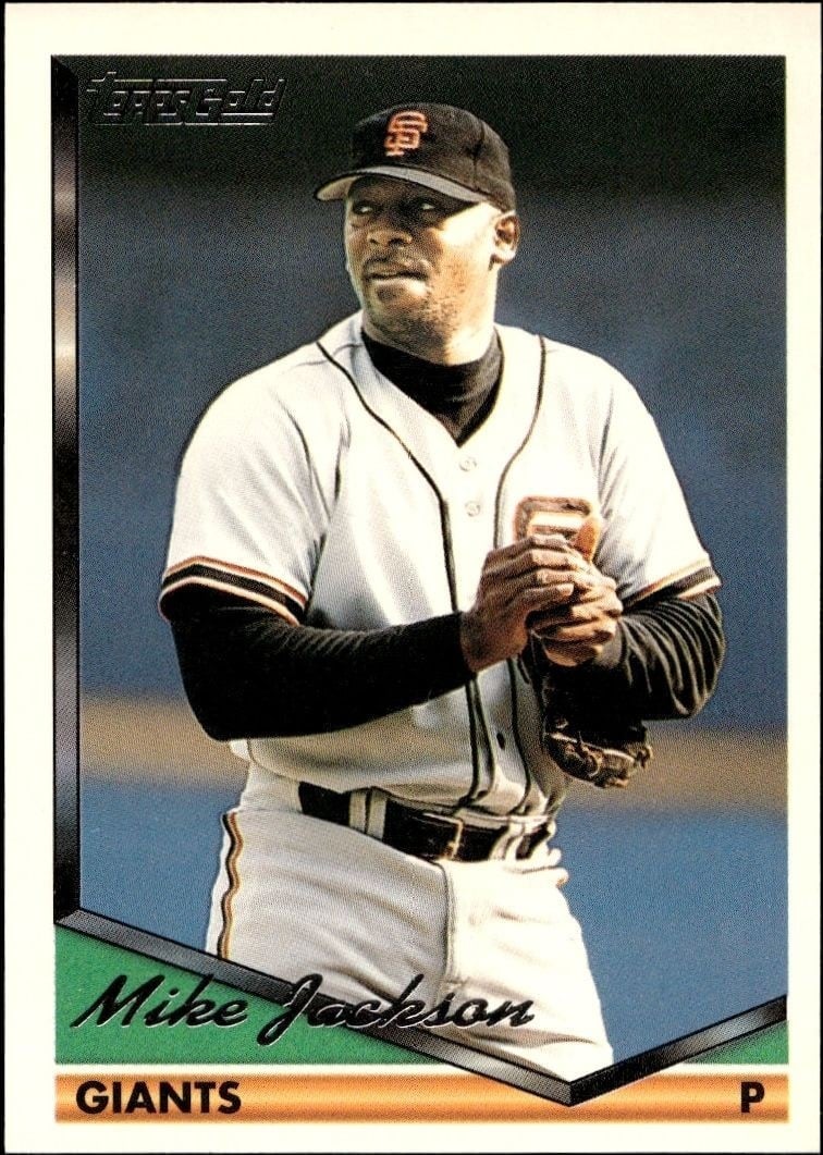 Mike Jackson 1994 Topps Gold #58 Baseball Trading Card - Front 1994 Topps Gold Mike Jackson #58 baseball trading card front