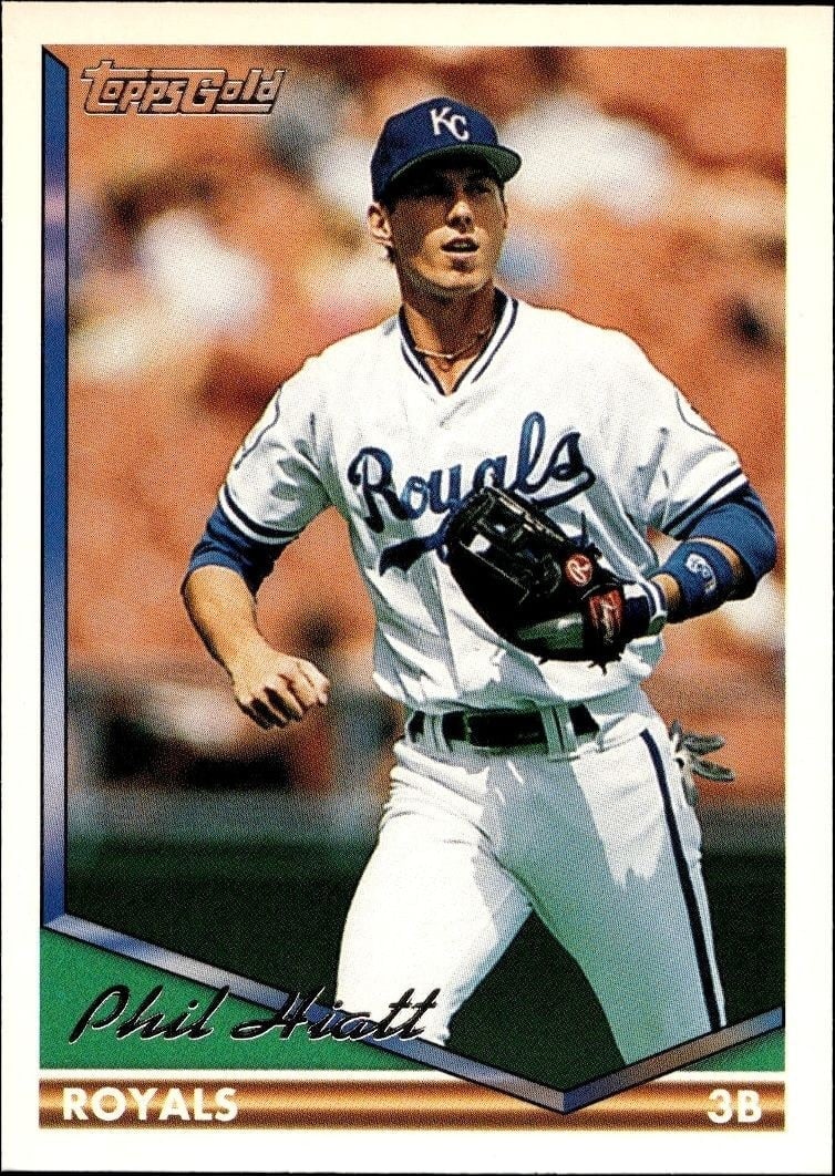 Phil Hiatt 1994 Topps Gold #94 Baseball Trading Card - Front 1994 Topps Gold Phil Hiatt #94 baseball trading card front