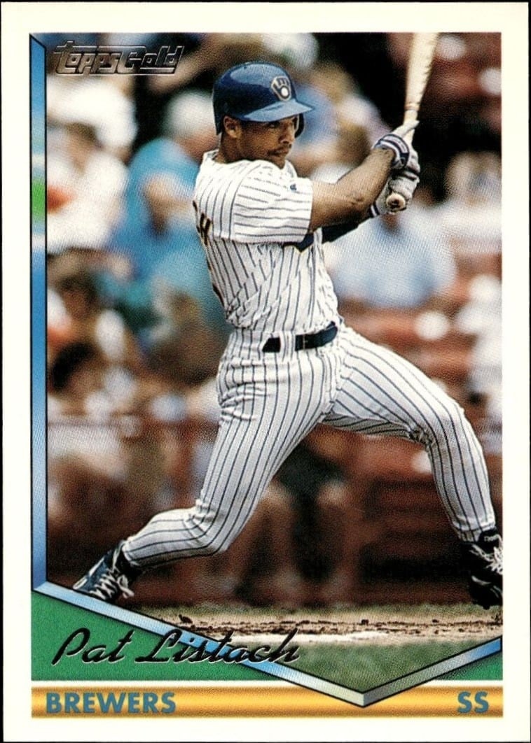 Pat Listach 1994 Topps Gold #130 Baseball Trading Card - Front 1994 Topps Gold Pat Listach #130 baseball trading card front