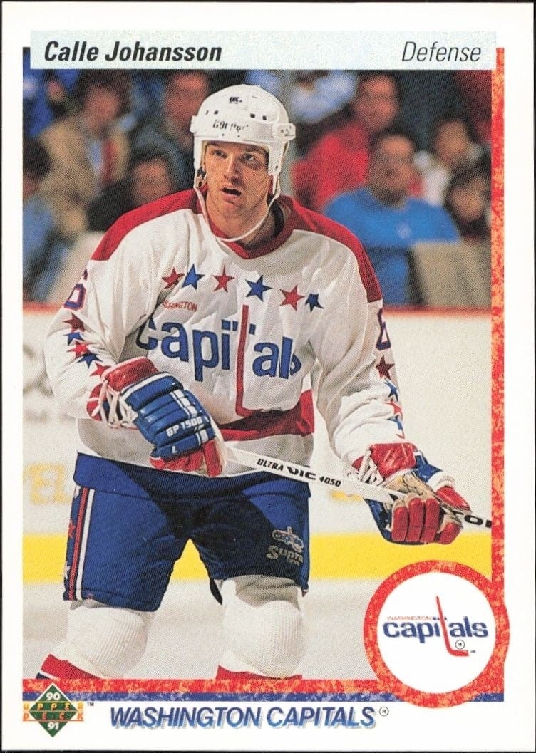 Calle Johansson 1990-91 Upper Deck #149 Hockey Trading Card - Front 1990-91 Upper Deck Calle Johansson #149 hockey trading card front