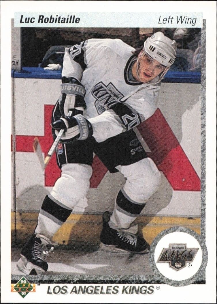 Luc Robitaille 1990-91 Upper Deck #73 Hockey Trading Card - Front 1990-91 Upper Deck Luc Robitaille #73 hockey trading card front