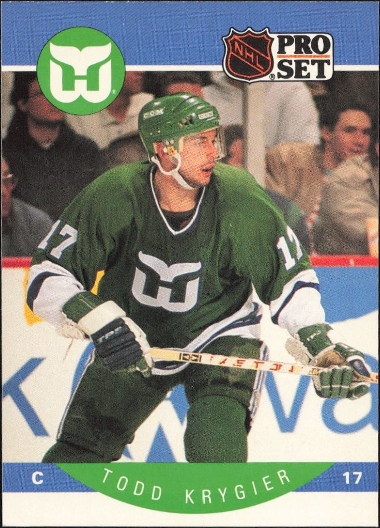 Todd Krygier 1990-91 Pro Set #107 Hockey Trading Card - Front 1990-91 Pro Set Todd Krygier #107 hockey trading card front