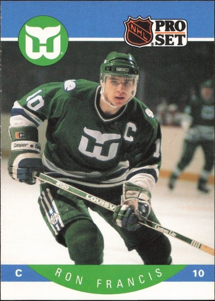 Ron Francis 1990-91 Pro Set #105 Hockey Trading Card - Front 1990-91 Pro Set Ron Francis #105 hockey trading card front