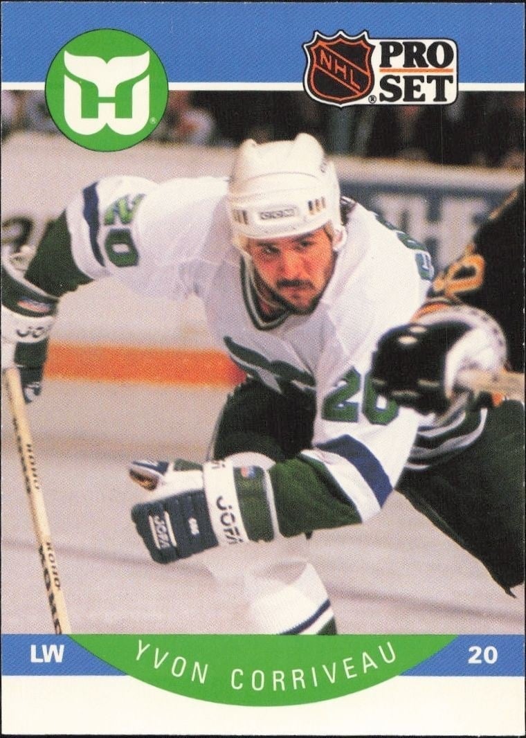 Yvon Corriveau 1990-91 Pro Set #100 Hockey Trading Card - Front 1990-91 Pro Set Yvon Corriveau #100 hockey trading card front