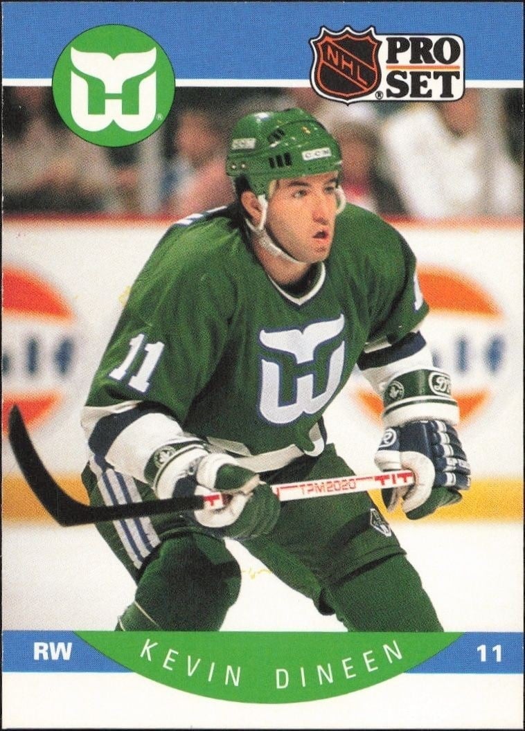 Kevin Dineen 1990-91 Pro Set #102 Hockey Trading Card - Front 1990-91 Pro Set Kevin Dineen #102 hockey trading card front