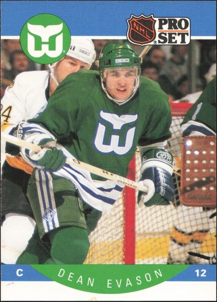Dean Evason 1990-91 Pro Set #103 Hockey Trading Card - Front 1990-91 Pro Set Dean Evason #103 hockey trading card front