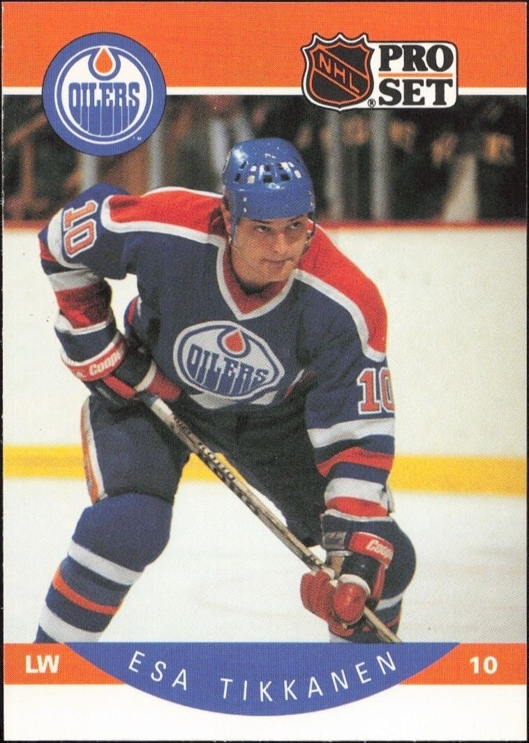 Esa Tikkanen 1990-91 Pro Set #97 Hockey Trading Card - Front 1990-91 Pro Set Esa Tikkanen #97 hockey trading card front