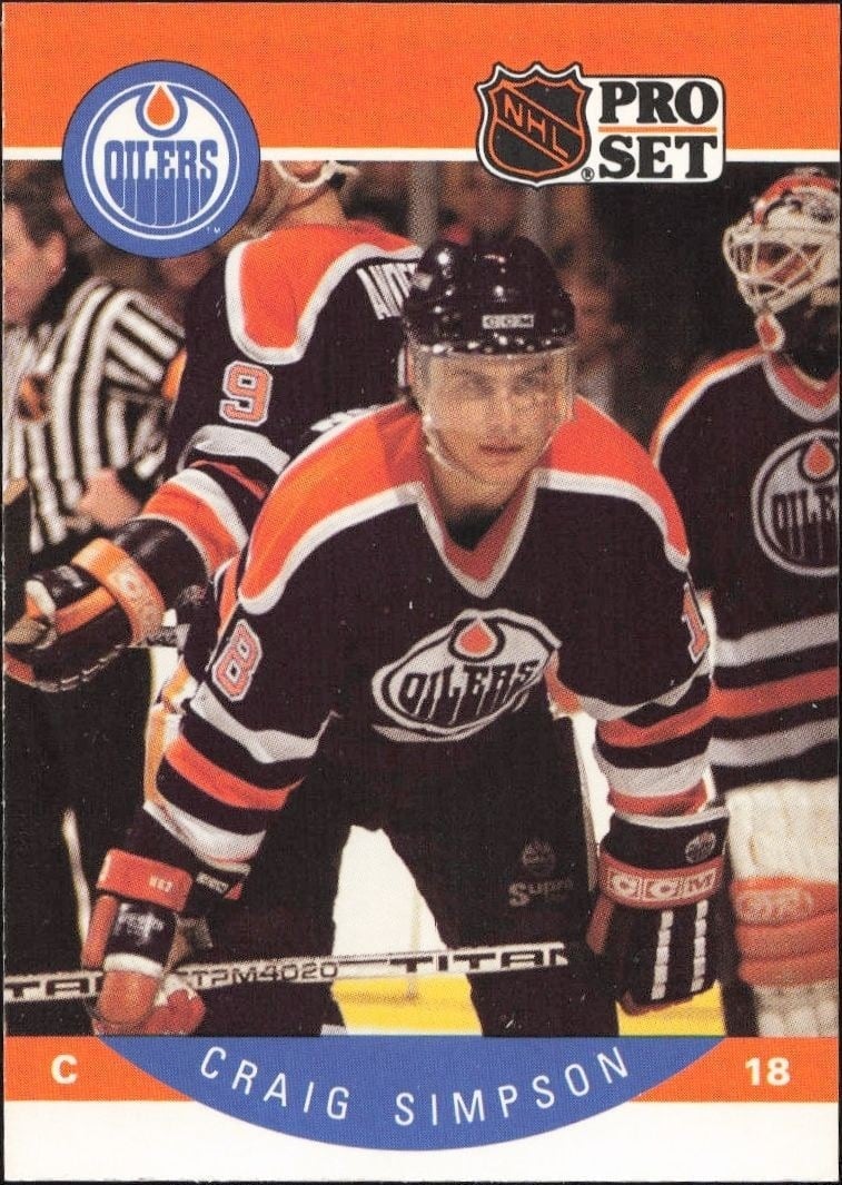 Craig Simpson 1990-91 Pro Set #95 Hockey Trading Card - Front 1990-91 Pro Set Craig Simpson #95 hockey trading card front