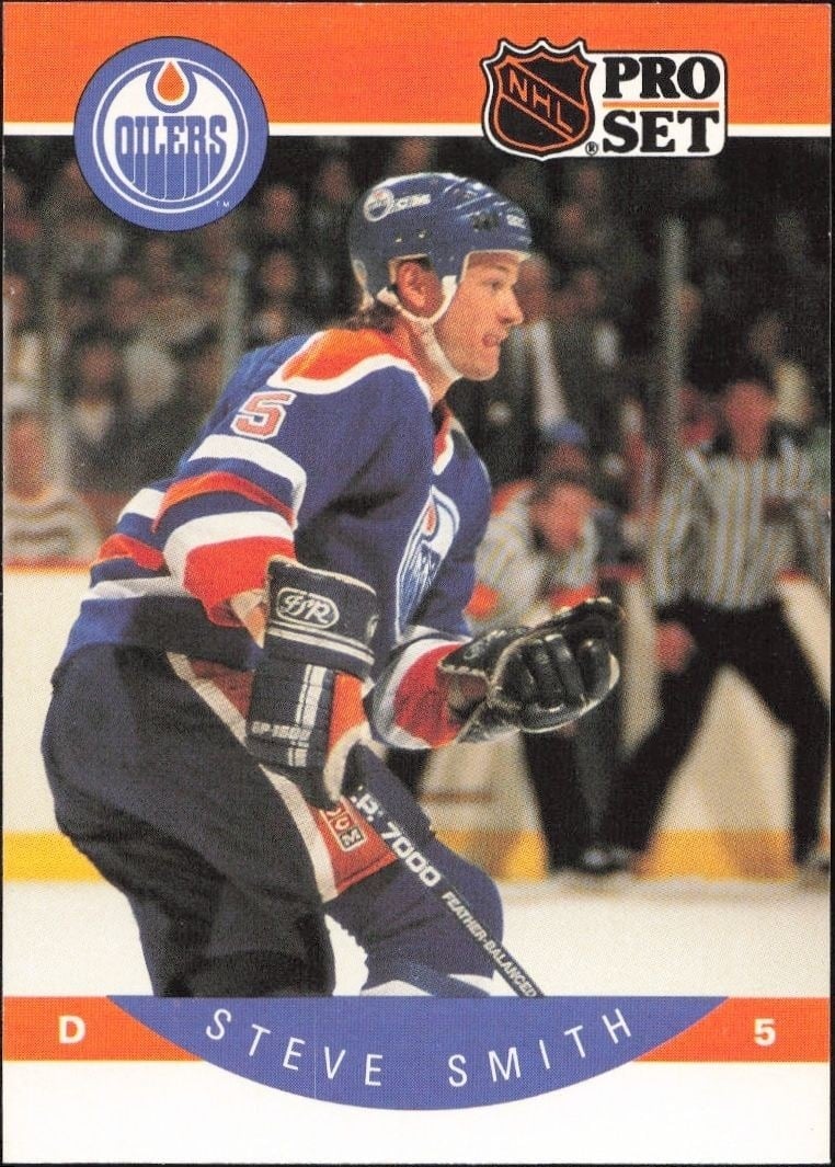 Steve Smith 1990-91 Pro Set #96 Hockey Trading Card - Front 1990-91 Pro Set Steve Smith #96 hockey trading card front
