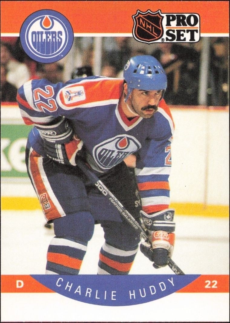 Charlie Huddy 1990-91 Pro Set #85 Hockey Trading Card - Front 1990-91 Pro Set Charlie Huddy #85 hockey trading card front