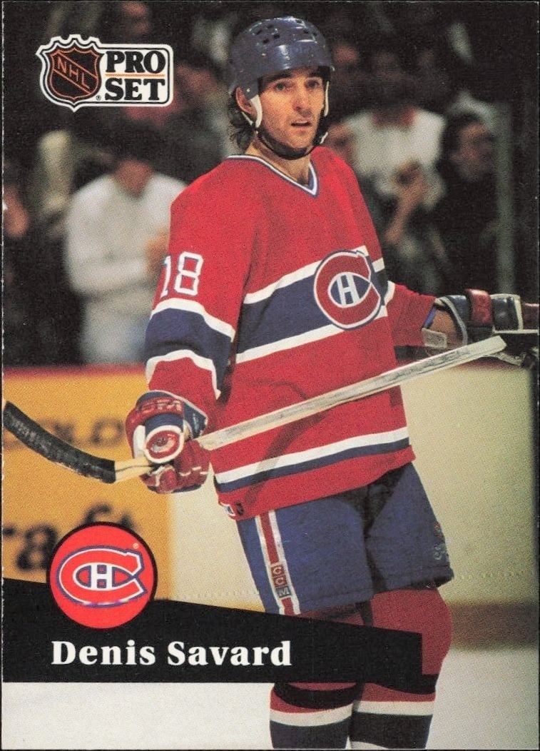 Denis Savard 1991-92 Pro Set #128 Hockey Trading Card - Front 1991-92 Pro Set Denis Savard #128 hockey trading card front