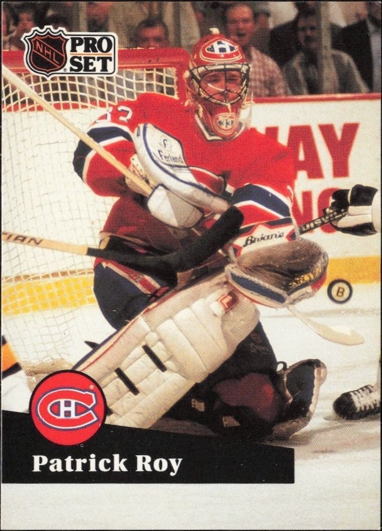 Patrick Roy 1991-92 Pro Set #125 Hockey Trading Card - Front 1991-92 Pro Set Patrick Roy #125 hockey trading card front