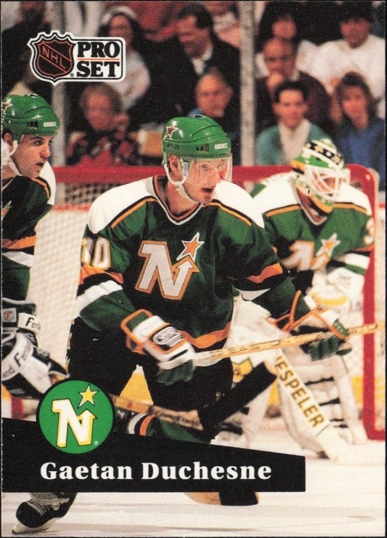 Gaetan Duchesne 1991-92 Pro Set #110 Hockey Trading Card - Front 1991-92 Pro Set Gaetan Duchesne #110 hockey trading card front