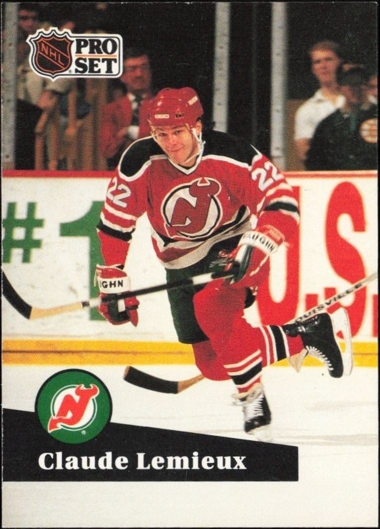 Claude Lemieux 1991-92 Pro Set #135 Hockey Trading Card - Front 1991-92 Pro Set Claude Lemieux #135 hockey trading card front