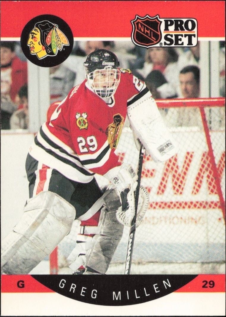 Greg Millen 1990-91 Pro Set #56 Hockey Trading Card - Front 1990-91 Pro Set Greg Millen #56 hockey trading card front