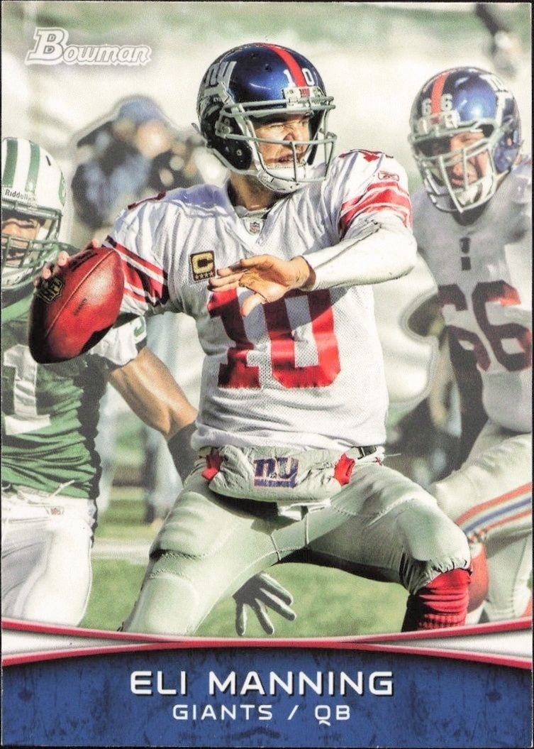 Eli Manning 2012 Bowman #8 Football Trading Card - Front 2012 Bowman Eli Manning #8 football trading card front