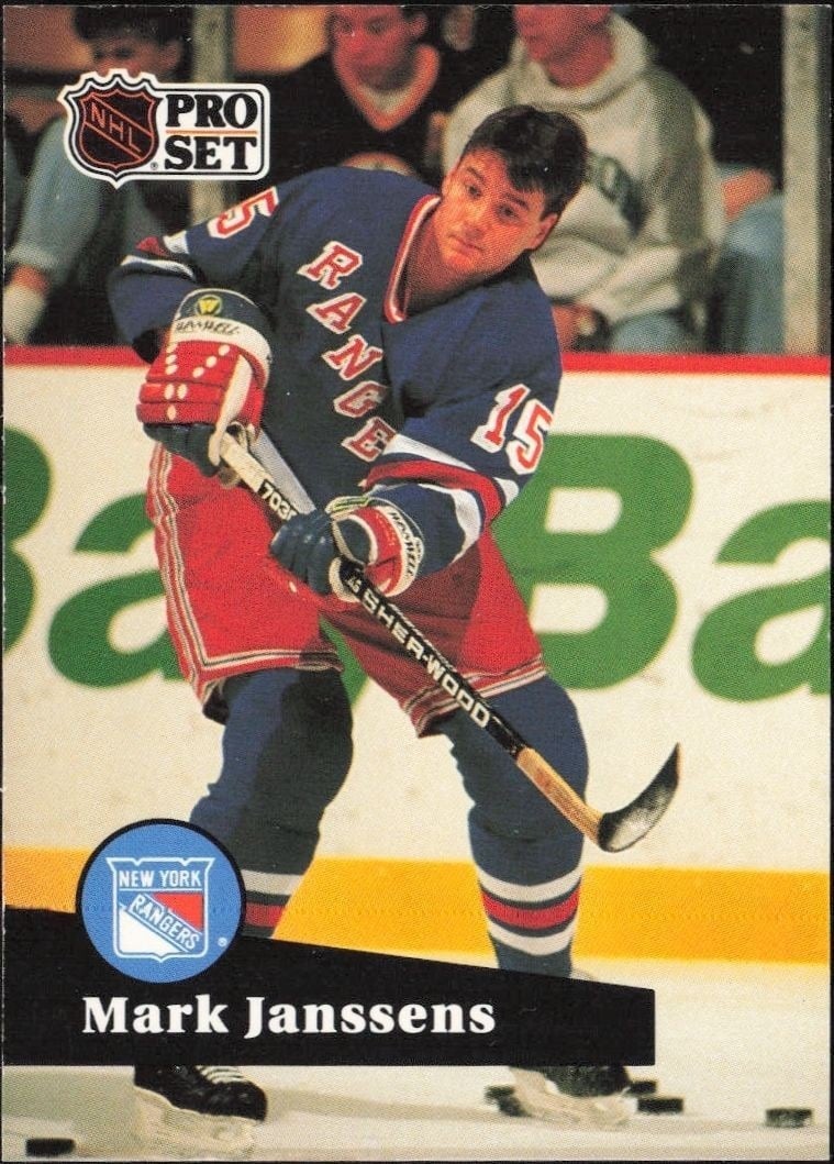 Mark Janssens 1991-92 Pro Set #158 Hockey Trading Card - Front 1991-92 Pro Set Mark Janssens #158 hockey trading card front