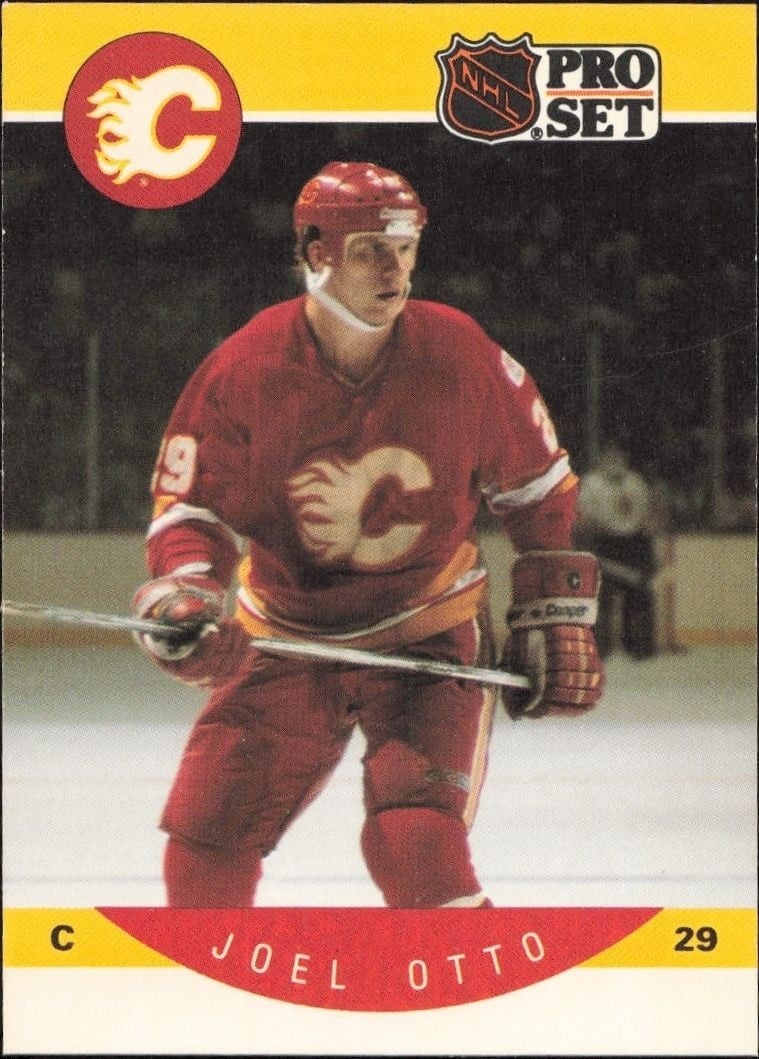 Joel Otto 1990-91 Pro Set #43 Hockey Trading Card - Front 1990-91 Pro Set Joel Otto #43 hockey trading card front