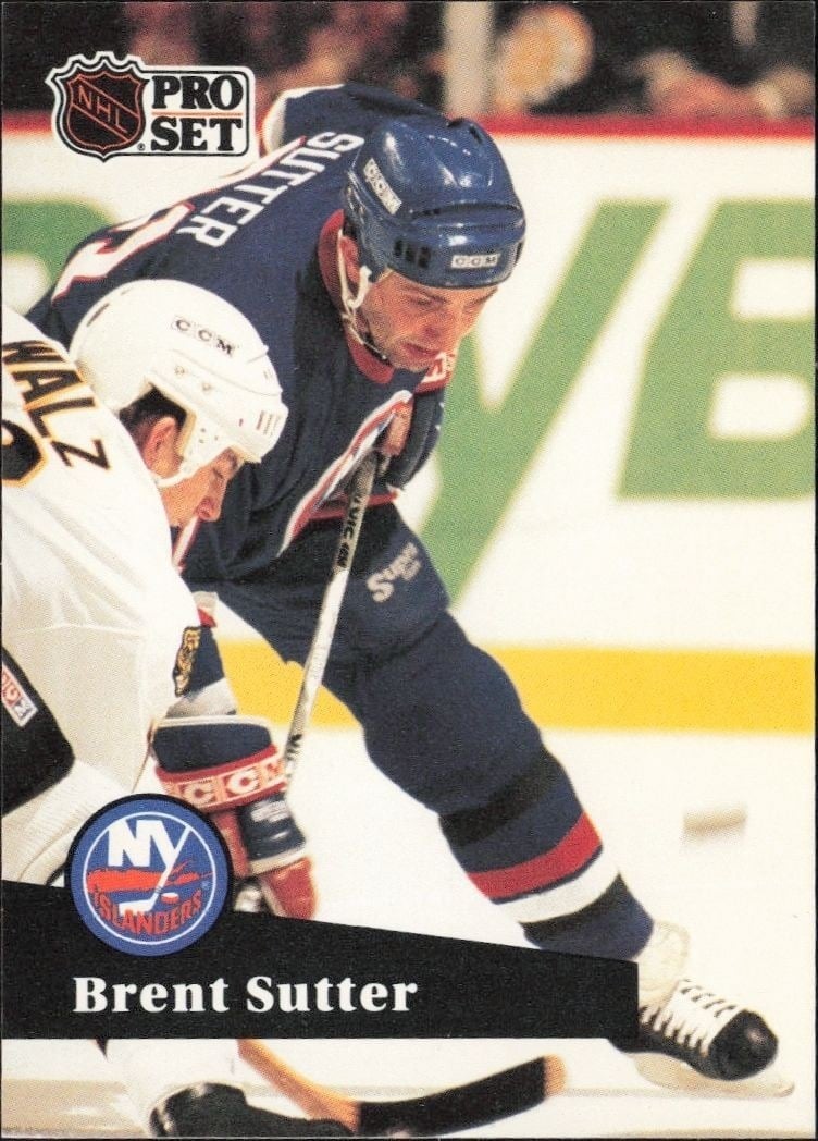 Brent Sutter 1991-92 Pro Set #154 Hockey Trading Card - Front 1991-92 Pro Set Brent Sutter #154 hockey trading card front