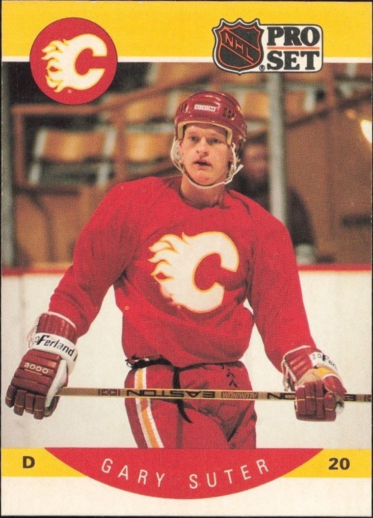 Gary Suter 1990-91 Pro Set #46 Hockey Trading Card - Front 1990-91 Pro Set Gary Suter #46 hockey trading card front