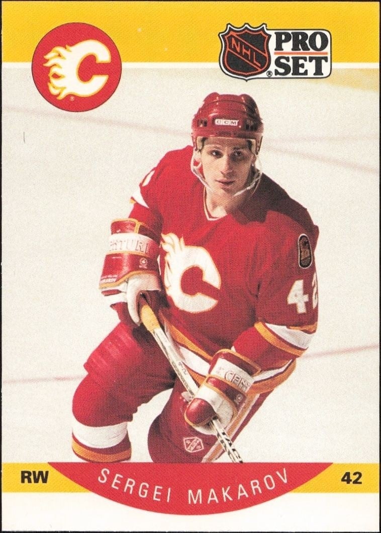Sergei Makarov 1990-91 Pro Set #38 Hockey Trading Card - Front 1990-91 Pro Set Sergei Makarov #38 hockey trading card front