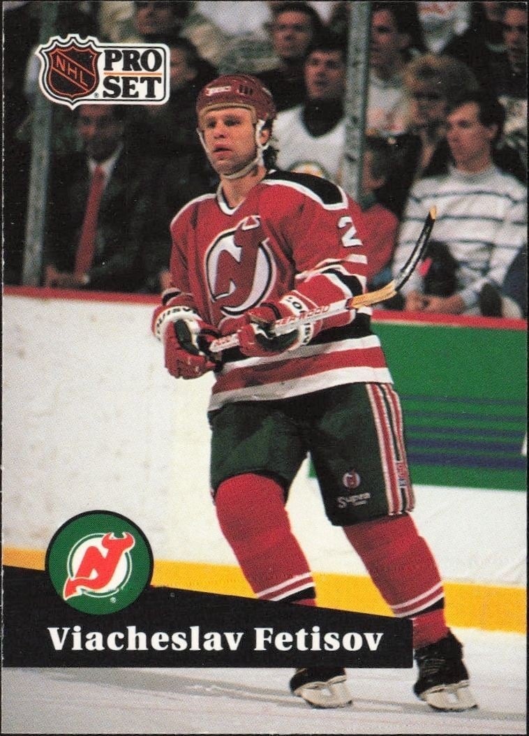 Viacheslav Fetisov 1991-92 Pro Set #142 Hockey Trading Card - Front 1991-92 Pro Set Viacheslav Fetisov #142 hockey trading card front