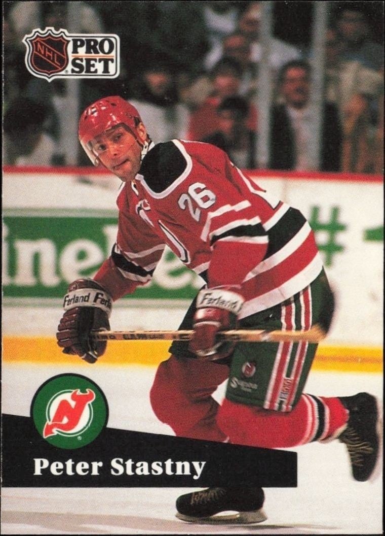 Peter Stastny 1991-92 Pro Set #143 Hockey Trading Card - Front 1991-92 Pro Set Peter Stastny #143 hockey trading card front