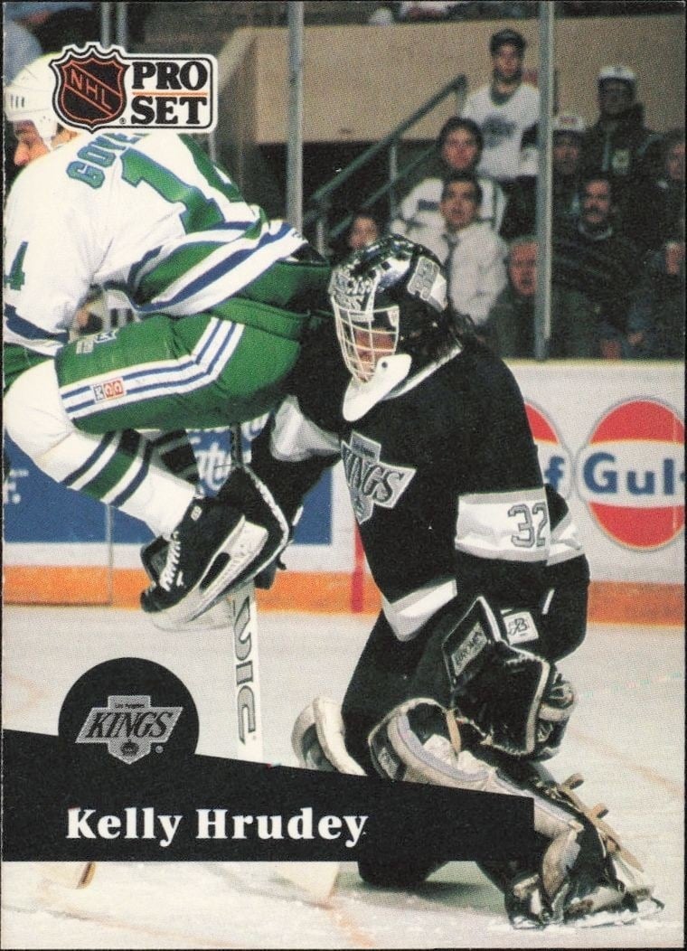 Kelly Hrudey 1991-92 Pro Set #102 Hockey Trading Card - Front 1991-92 Pro Set Kelly Hrudey #102 hockey trading card front