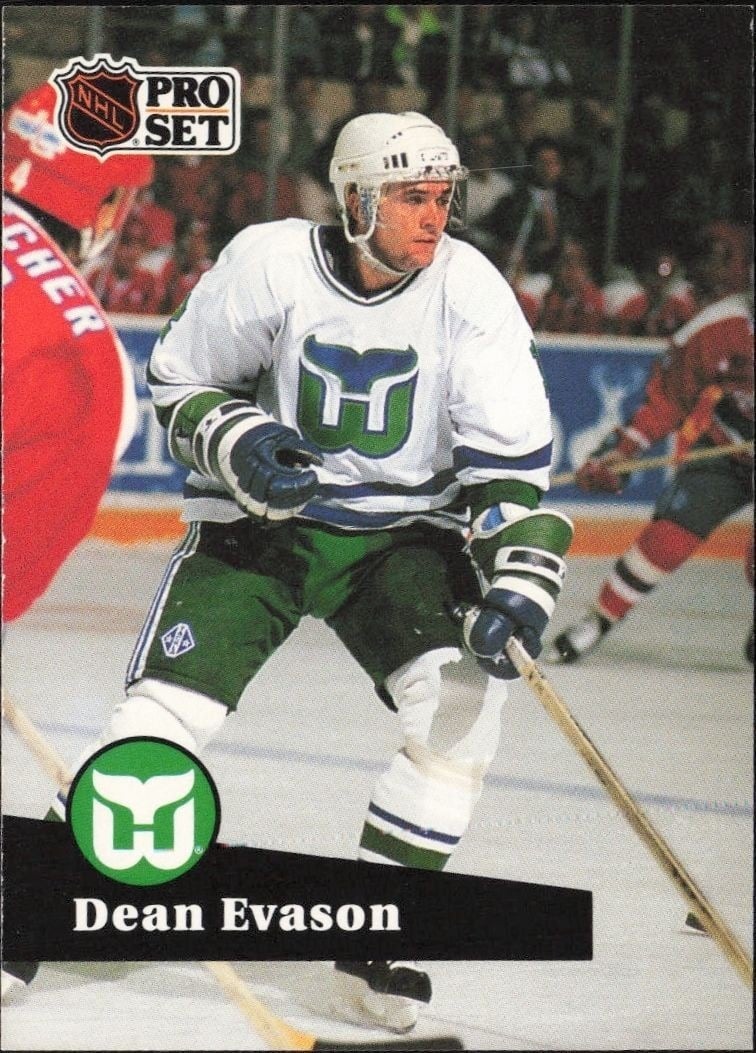 Dean Evason 1991-92 Pro Set #84 Hockey Trading Card - Front 1991-92 Pro Set Dean Evason #84 hockey trading card front