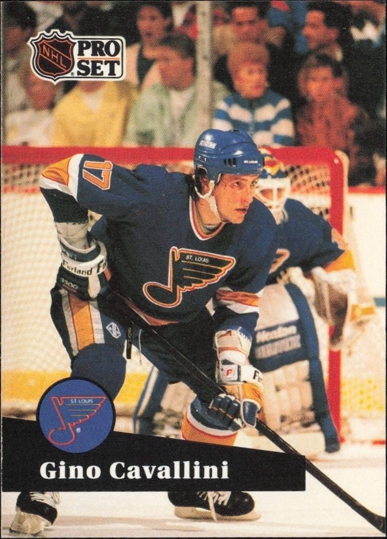 Gino Cavallini 1991-92 Pro Set #218 Hockey Trading Card - Front 1991-92 Pro Set Gino Cavallini #218 hockey trading card front