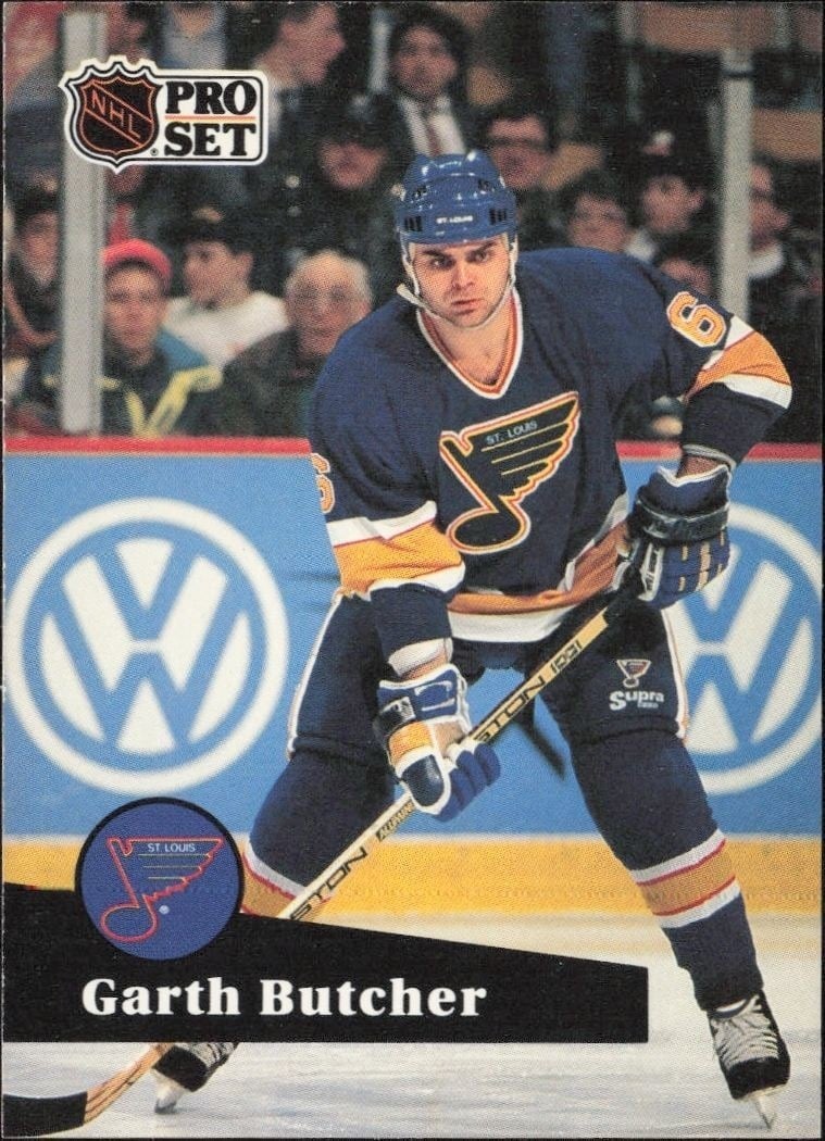Garth Butcher 1991-92 Pro Set #210 Hockey Trading Card - Front 1991-92 Pro Set Garth Butcher #210 hockey trading card front