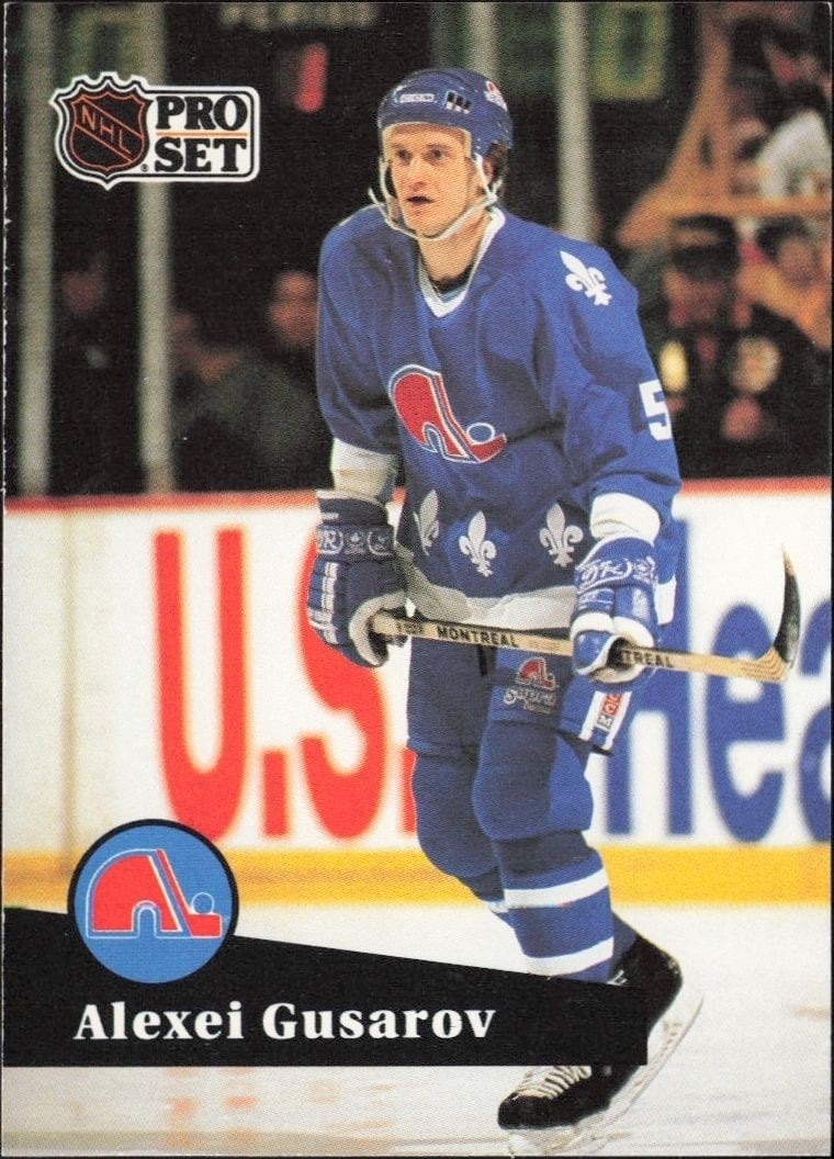 Alexei Gusarov 1991-92 Pro Set #207 Hockey Trading Card - Front 1991-92 Pro Set Alexei Gusarov #207 hockey trading card front