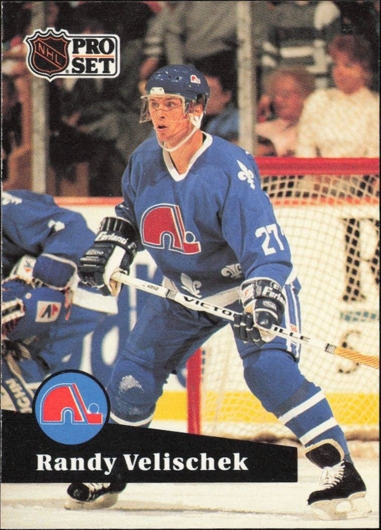 Randy Velischek 1991-92 Pro Set #206 Hockey Trading Card - Front 1991-92 Pro Set Randy Velischek #206 hockey trading card front