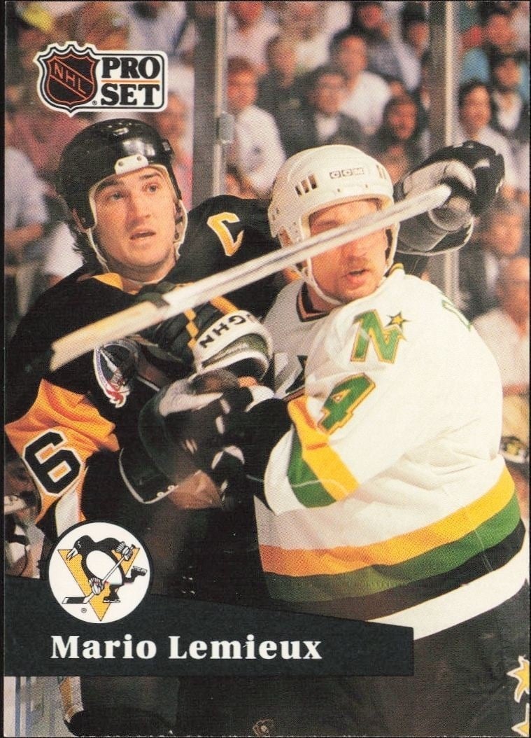 Mario Lemieux 1991-92 Pro Set #194 Hockey Trading Card - Front 1991-92 Pro Set Mario Lemieux #194 hockey trading card front