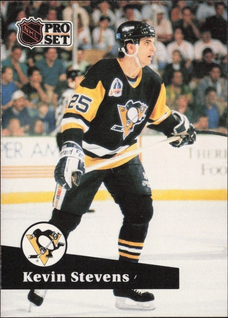 Kevin Stevens 1991-92 Pro Set #185 Hockey Trading Card - Front 1991-92 Pro Set Kevin Stevens #185 hockey trading card front