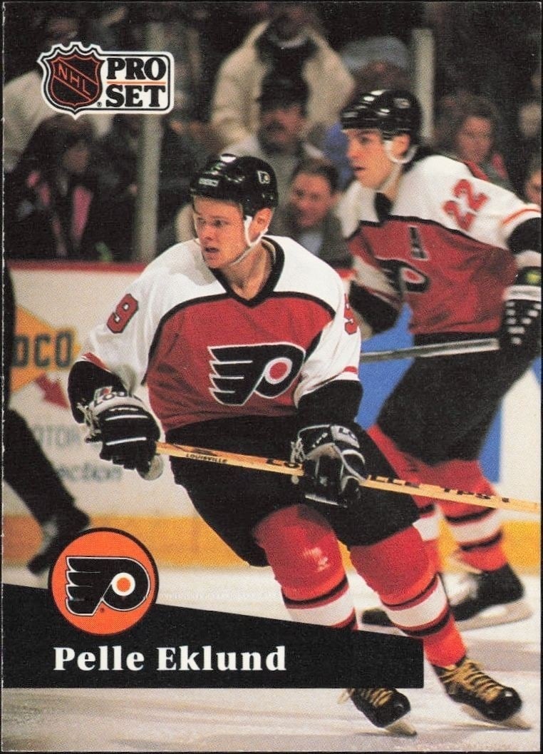 Pelle Eklund 1991-92 Pro Set #179 Hockey Trading Card - Front 1991-92 Pro Set Pelle Eklund #179 hockey trading card front