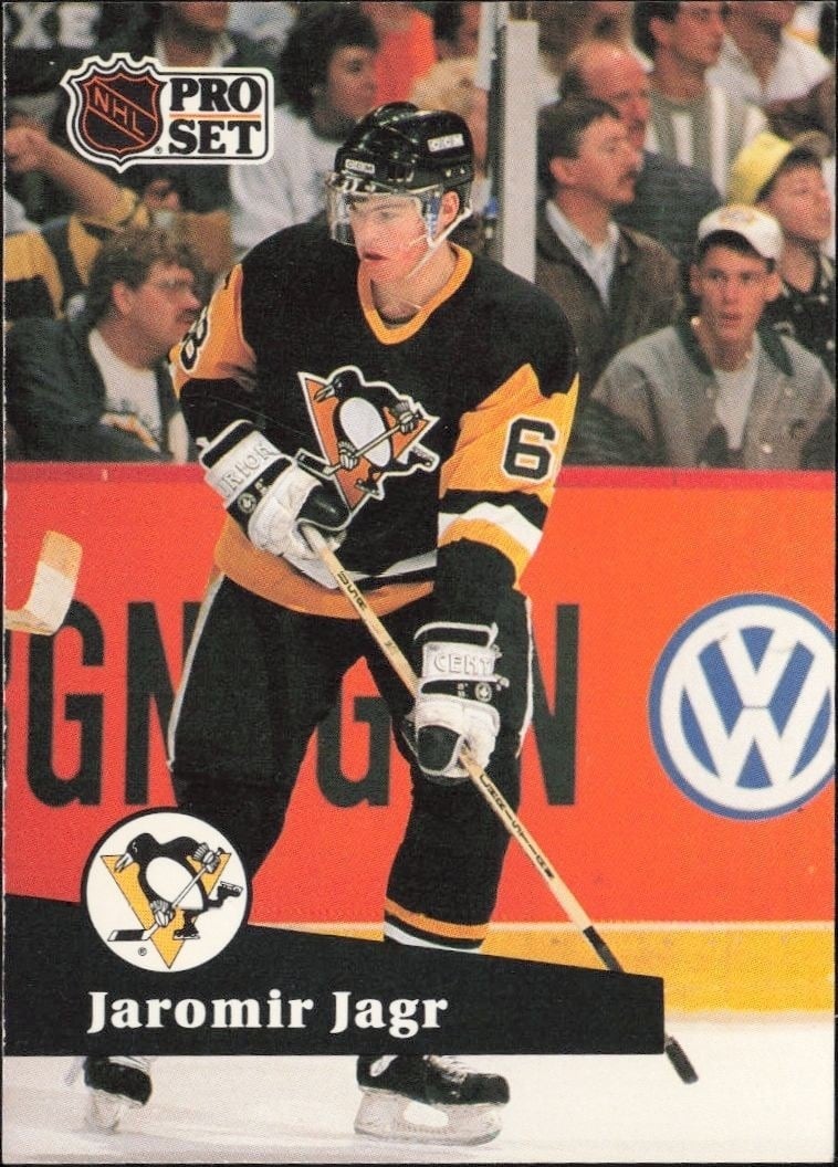 Jaromir Jagr 1991-92 Pro Set #183 Hockey Trading Card - Front 1991-92 Pro Set Jaromir Jagr #183 hockey trading card front