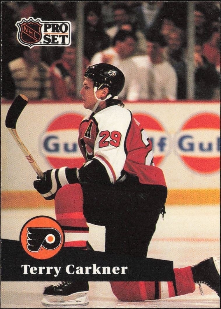 Terry Carkner 1991-92 Pro Set #173 Hockey Trading Card - Front 1991-92 Pro Set Terry Carkner #173 hockey trading card front