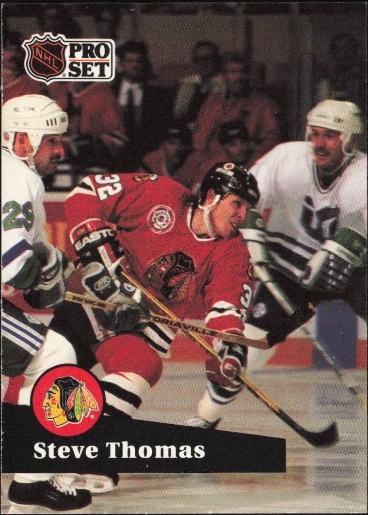 Steve Thomas 1991-92 Pro Set #45 Hockey Trading Card - Front 1991-92 Pro Set Steve Thomas #45 hockey trading card front