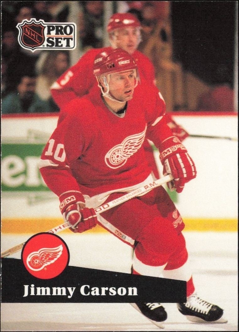 Jimmy Carson 1991-92 Pro Set #55 Hockey Trading Card - Front 1991-92 Pro Set Jimmy Carson #55 hockey trading card front