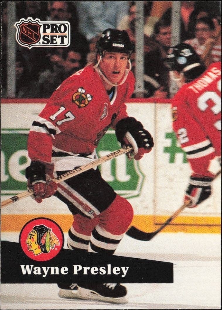 Wayne Presley 1991-92 Pro Set #44 Hockey Trading Card - Front 1991-92 Pro Set Wayne Presley #44 hockey trading card front