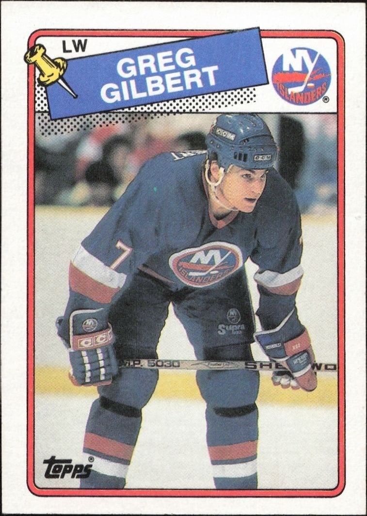 Greg Gilbert 1988-89 Topps #83 Hockey Trading Card - Front 1988-89 Topps Greg Gilbert #83 hockey trading card front
