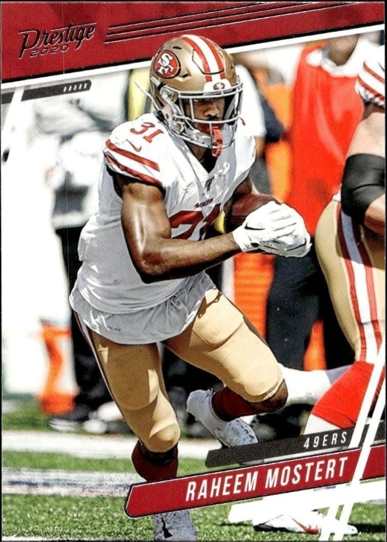 Raheem Mostert 2020 Panini #7 Football Trading Card - Front 2020 Panini Raheem Mostert #7 football trading card front