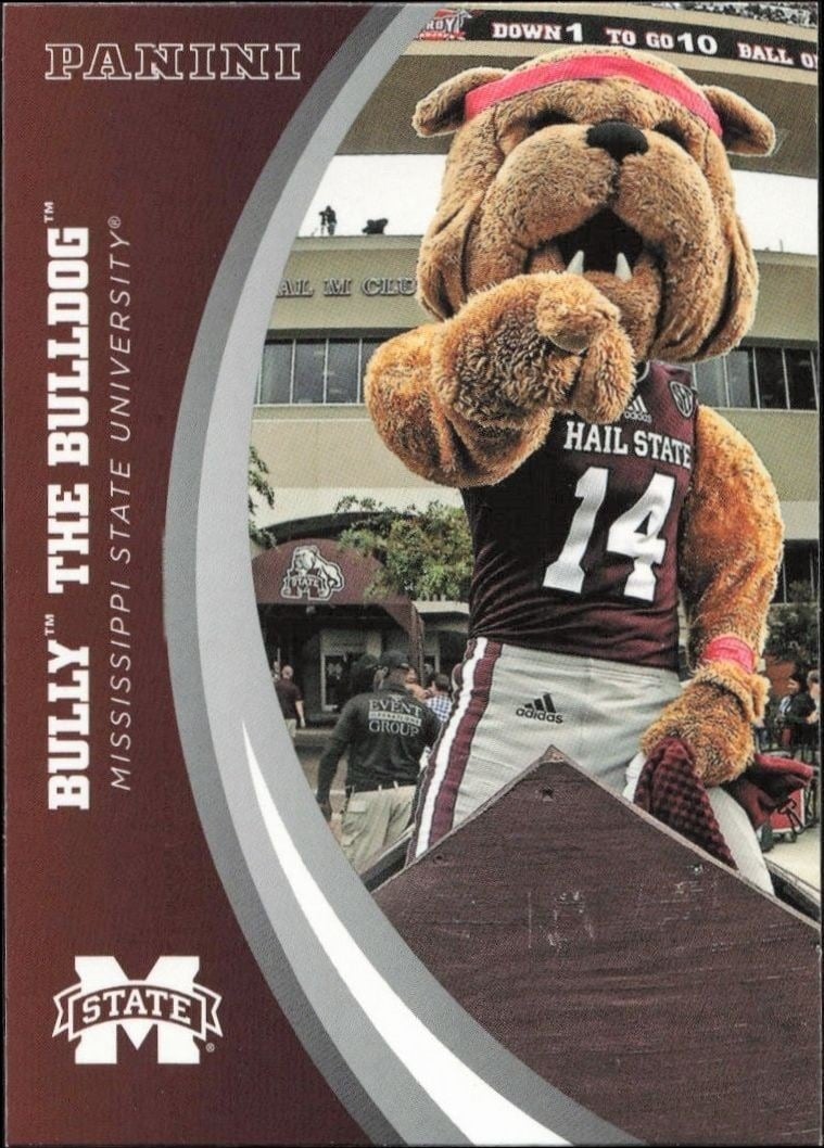 Bully The Bulldog 2016 Panini Mississippi State #1 Football Trading Card - Front 2016 Panini Mississippi State Bully The Bulldog #1 football trading card front