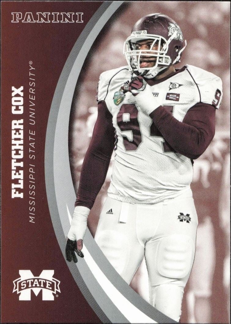 Fletcher Cox 2016 Panini Mississippi State #18 Football Trading Card - Front 2016 Panini Mississippi State Fletcher Cox #18 football trading card front