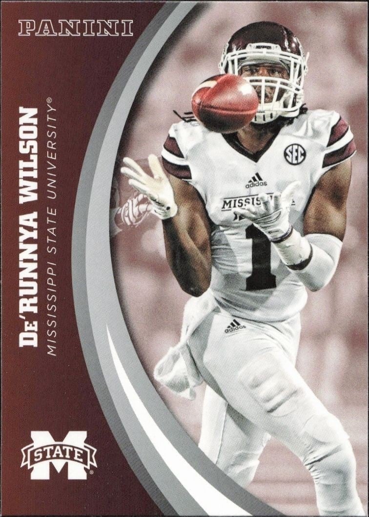 De'Runnya Wilson 2016 Panini Mississippi State #16 Football Trading Card - Front 2016 Panini Mississippi State De'Runnya Wilson #16 football trading card front