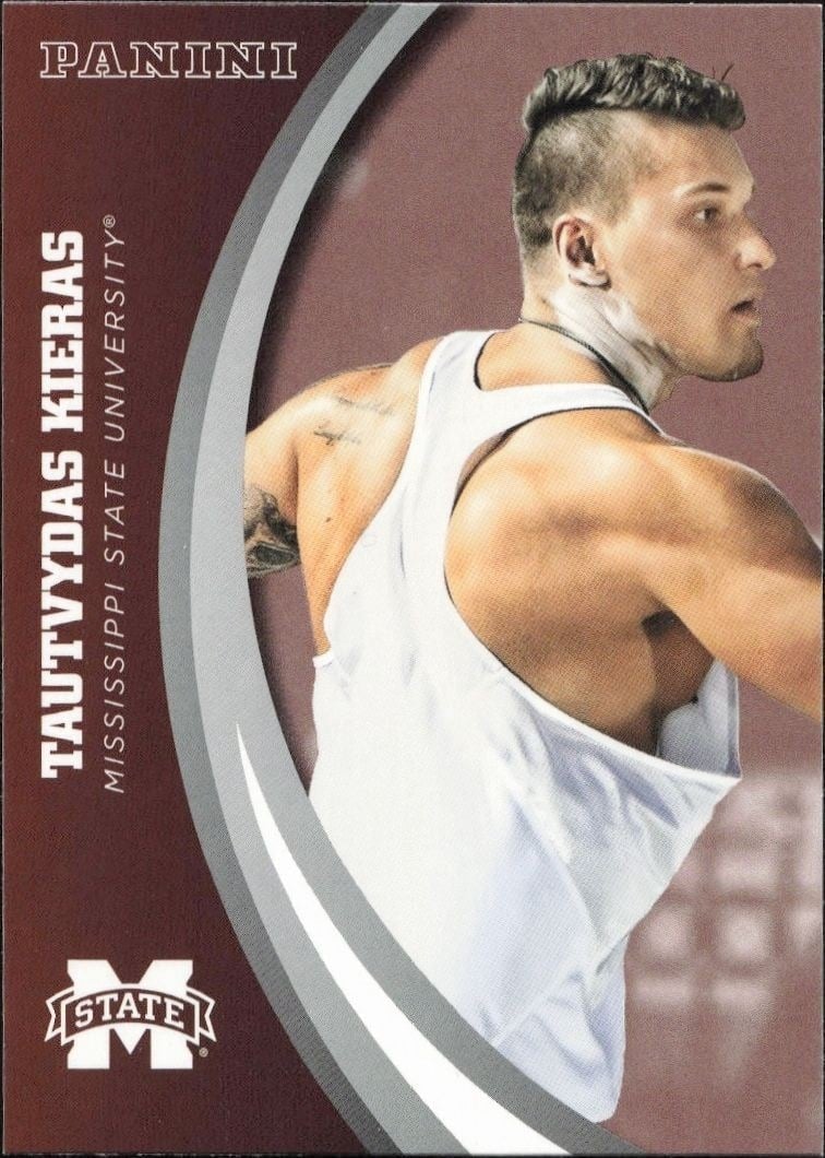 Tautvydas Kieras 2016 Panini Mississippi State #46 Football Trading Card - Front 2016 Panini Mississippi State Tautvydas Kieras #46 football trading card front