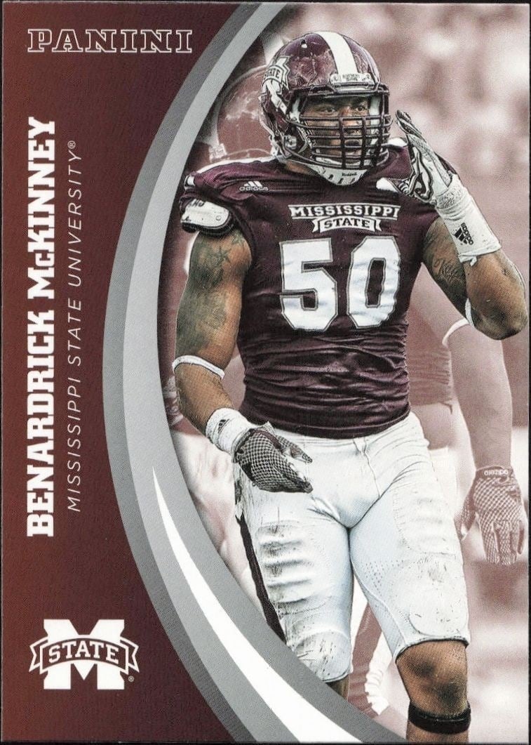 Benardrick McKinney 2016 Panini Mississippi State #12 Football Trading Card - Front 2016 Panini Mississippi State Benardrick McKinney #12 football trading card front