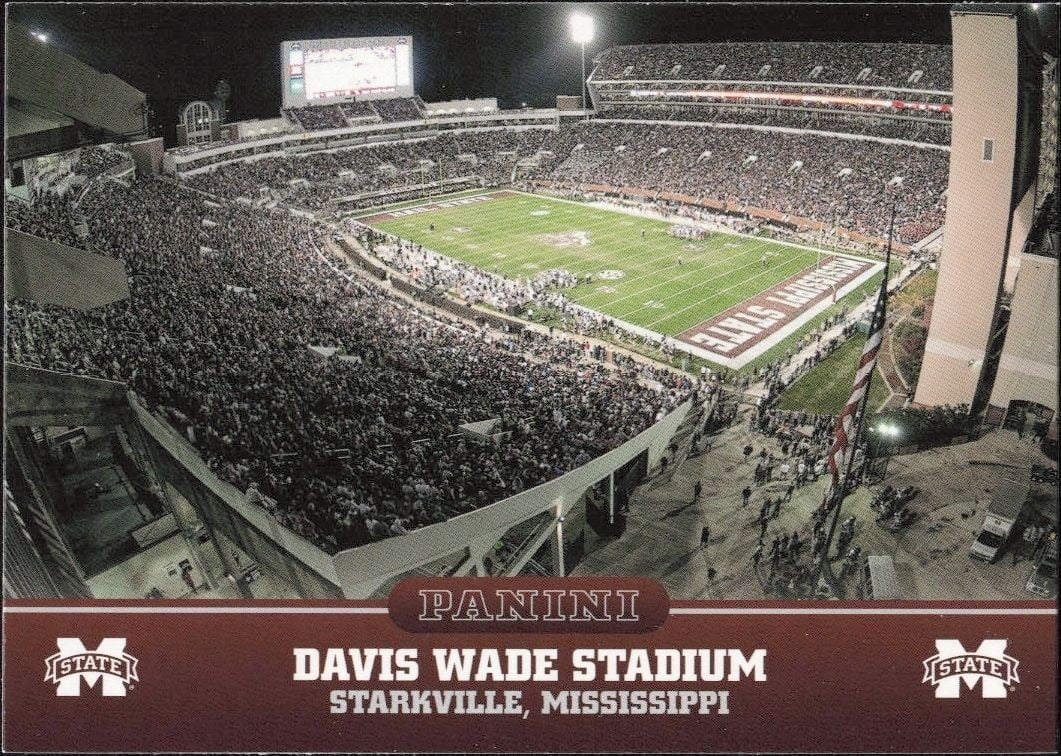 Davis Wade Stadium 2016 Panini Mississippi State #4 Football Trading Card - Front 2016 Panini Mississippi State Davis Wade Stadium #4 football trading card front
